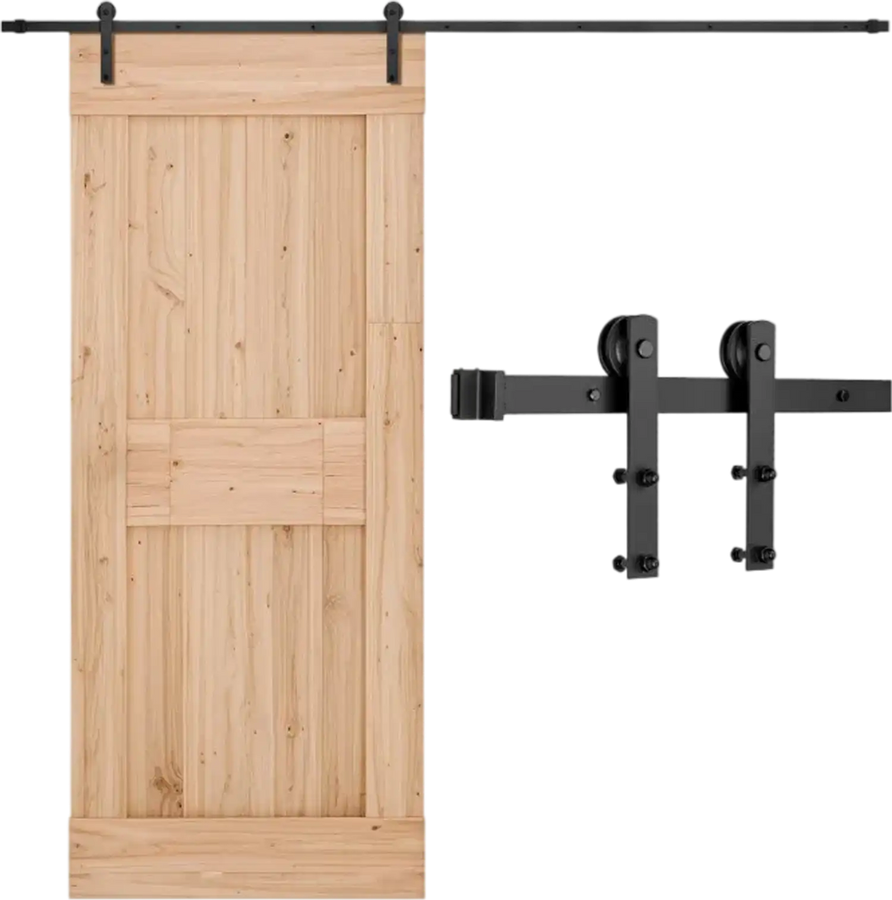 VEVOR 10FT Sliding Barn Door Hardware Kit, 330 LBS Weight Capacity, Compatible with 60 Inches Max Width & 1-3/8 to 1-3/4 Inches Thickness Single Sliding Barn Door, Durable Track & I-shape Roller,Black