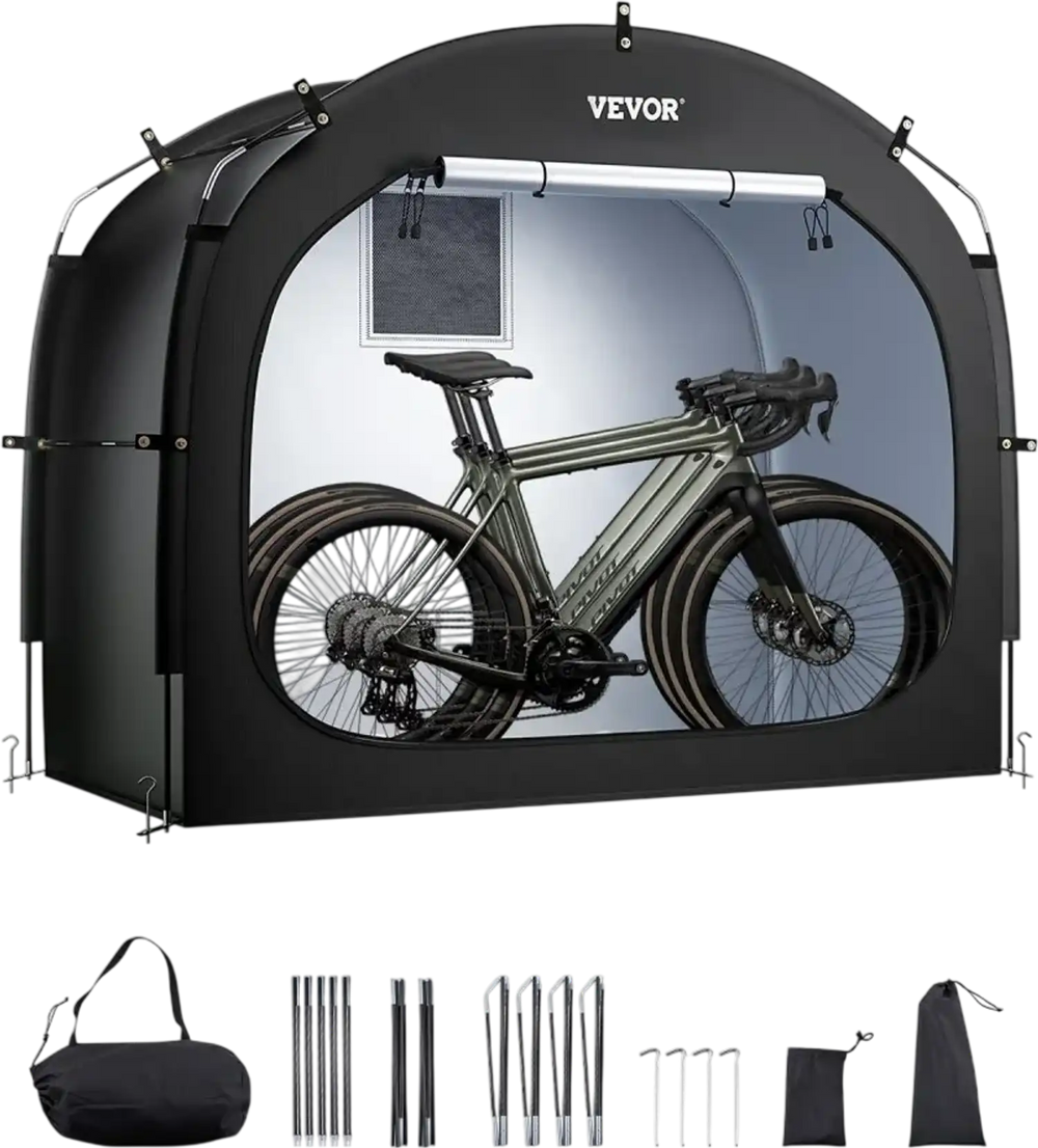 VEVOR Bike Storage Tent, 3 to 4 Bikes, Outdoor Spacious Bike Storage Tent with Ventilated Window, Waterproof Easy-to-Install Bike Tent with High Strength Fiberglass & Dual Zippers, Fit for Bicycle
