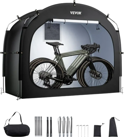 VEVOR Bike Storage Tent, 3 to 4 Bikes, Outdoor Spacious Bike Storage Tent with Ventilated Window, Waterproof Easy-to-Install Bike Tent with High Strength Fiberglass & Dual Zippers, Fit for Bicycle