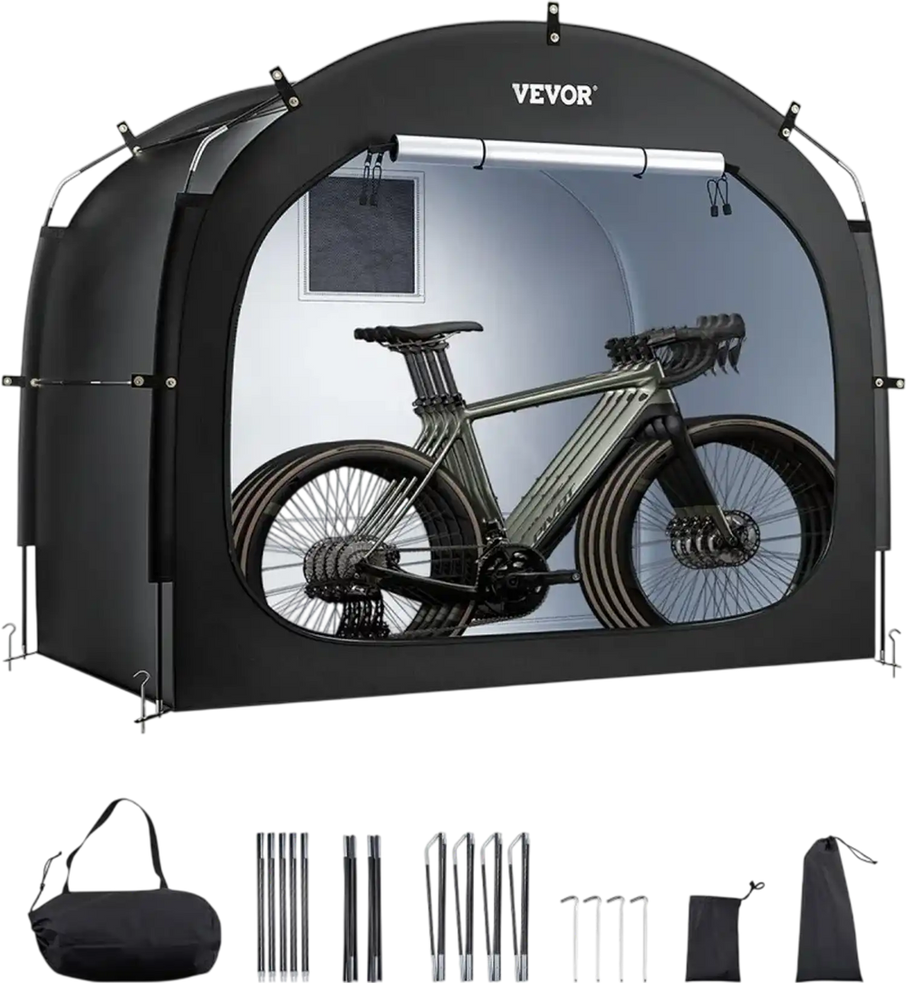 VEVOR Bike Storage Tent, 4 to 5 Bikes, Outdoor Spacious Bike Storage Tent with Ventilated Window, Waterproof Easy-to-Install Bike Tent with High Strength Fiberglass & Dual Zippers, Fit for Bicycle