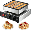 VEVOR Mini Pancake Maker, 25PCS 43mm Diameter Dutch Muffin Waffle Baker, Non-stick Stainless Steel Poffertjes Grill, Commercial Electric Dorayaki Machine, Temp & Time Control, Home Kitchen Restaurant