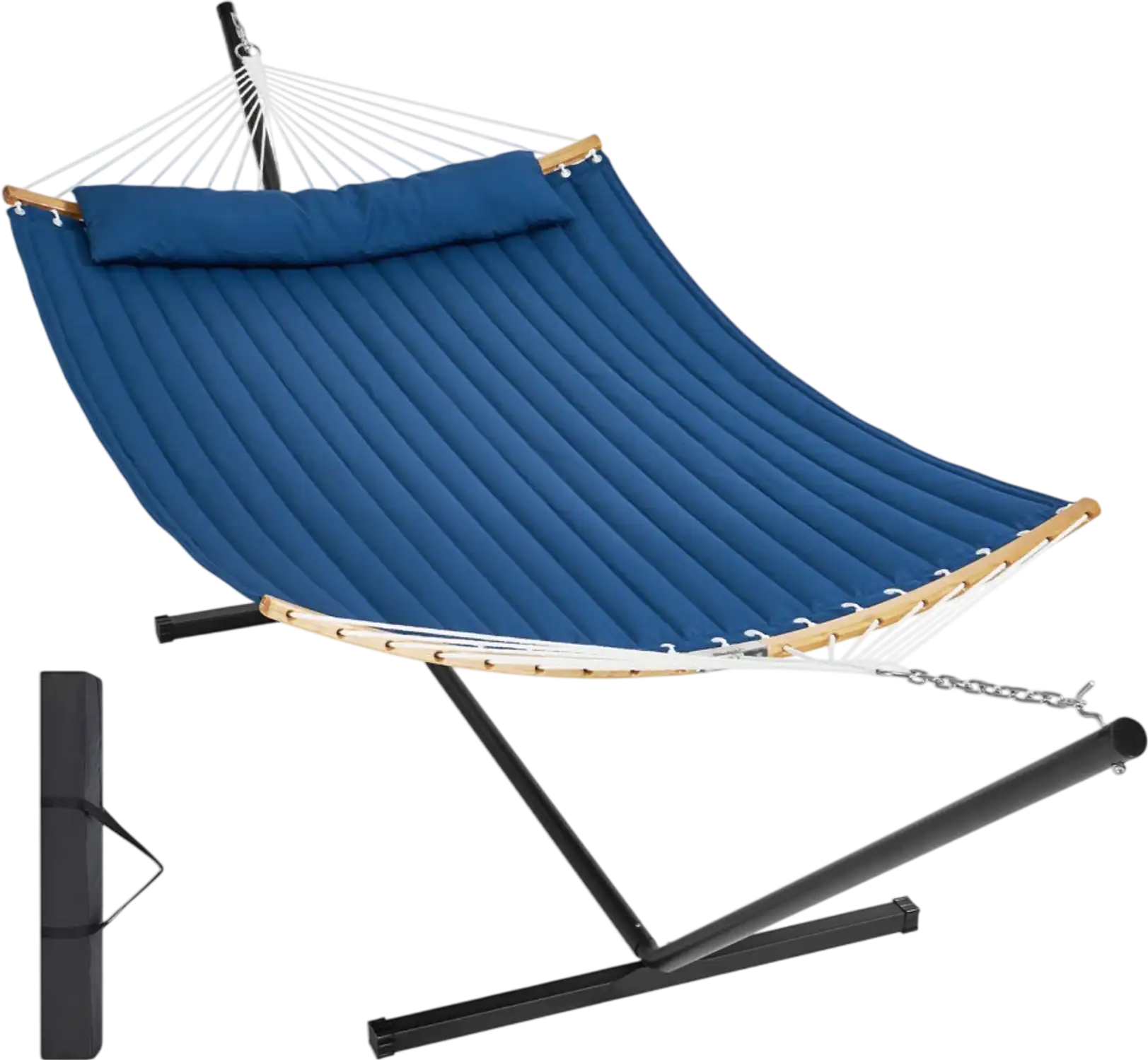 Vevor Hammock 2-Person Quilted Double Hammock with Stand Blue New