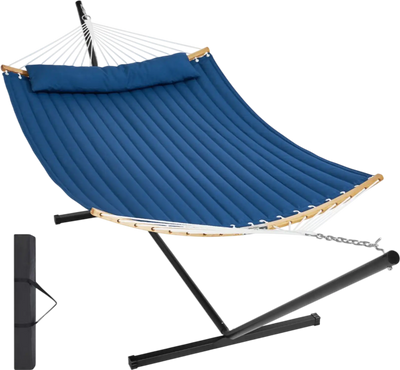 Vevor Hammock 2-Person Quilted Double Hammock with Stand Blue New