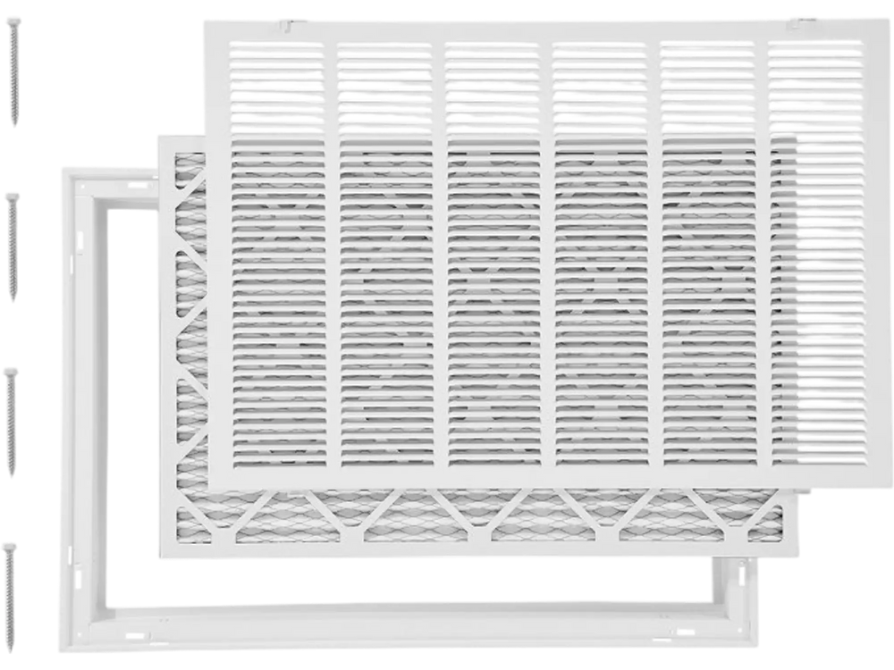 VEVOR Return Air Filter Grille, Fits W30 x H20in Duct Opening Size, Filter Included, Return Air Vent Cover for Wall, Powder-Coated Steel Return Air Grill Detachable Face/Door for 1 inch Filters