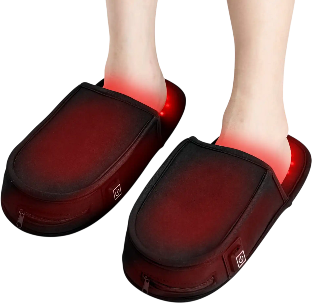 VEVOR Red Light Therapy for Foot, 660 & 850nm Red Light Therapy Slippers with 240 LEDs & 10 Hz/40 Hz Pulse Mode, Double-Sided LED Light Therapy Shoes for Feet Toe Instep Sole Pain Relief, Muscle Relax