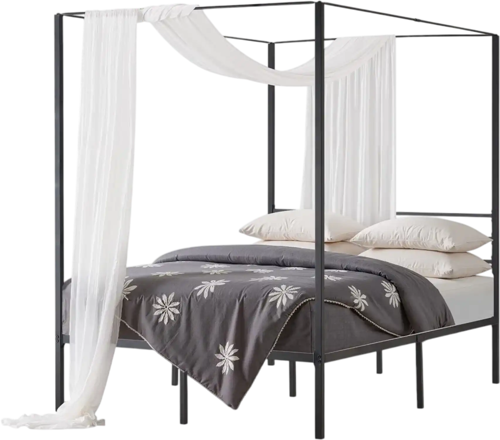 Vevor Canopy Bed Frame Full Size Metal Four-Poster Black New