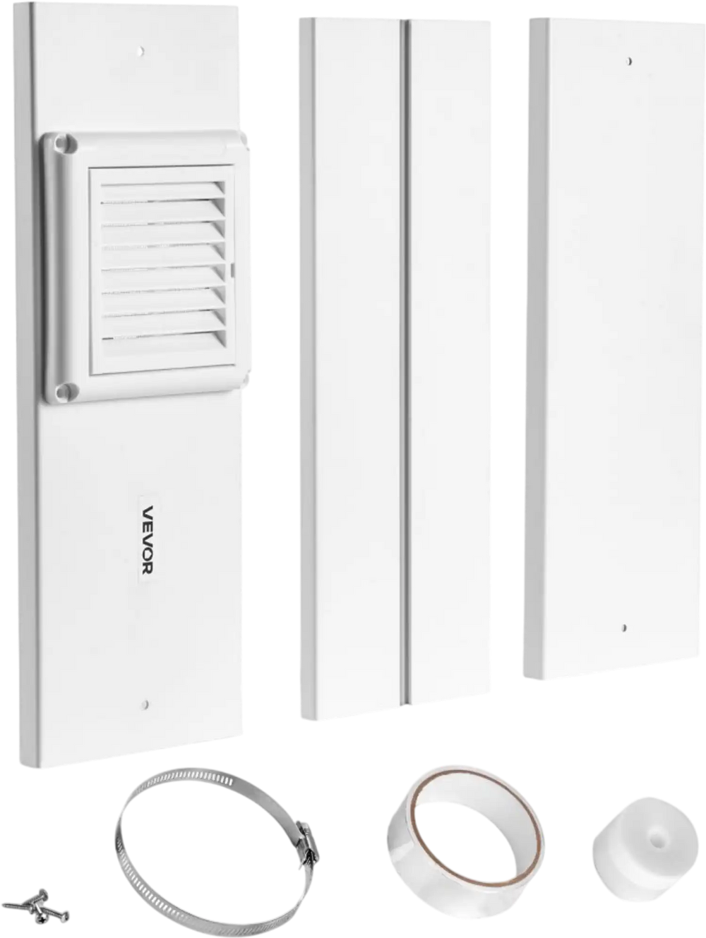 VEVOR Dryer Vent Window Kit, Fits 4-Inch Exhaust Hoses, Adjustable Length for Adapts Sliding Windows of Different Heights, Sturdy PVC and PP Materials, Dual Protections & Multi-layer Sealing Design