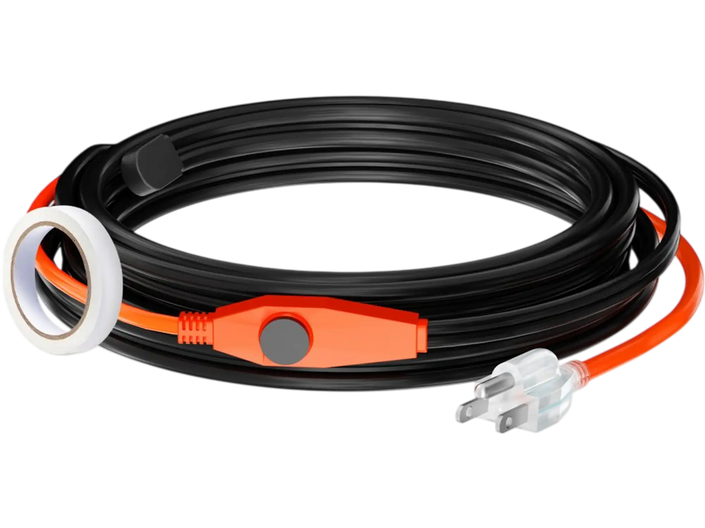 VEVOR Pipe Heating Cable, 18FT 7W/FT Heat Tape for Pipes with Built-in Thermostat, Water Pipe Heat Cable Protects PVC Hose, Metal and Plastic Pipe from Freezing