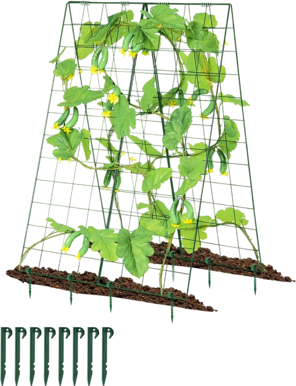 VEVOR Cucumber Trellis for Climbing Plants, 46" x 32" Foldable Cucumber Trellis Set with Plant Clips, Metal Garden Trellis for Raised Bed, Outdoor Plant Grow Support for Tomato, Squash, Vegetable