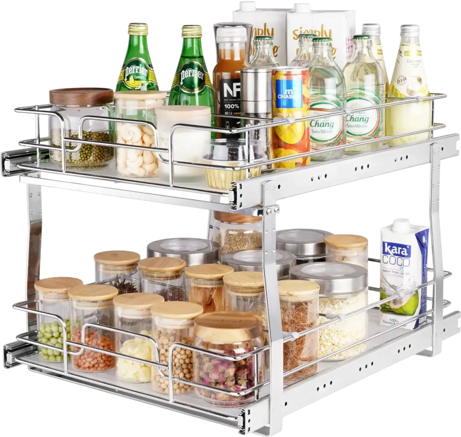 Vevor Pull Out Cabinet Organizer 2-Tier Slide-Out Pantry Shelves New
