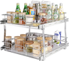 VEVOR 2 Tier 20"Wx21"Dx15"H Pull Out Cabinet Organizer, Heavy Duty Slide Out Pantry Shelves, Steel Roll Out Drawers, Sliding Drawer Storage for Home, 21.5"Wx22"Dx18"H Install Size for Cabinet