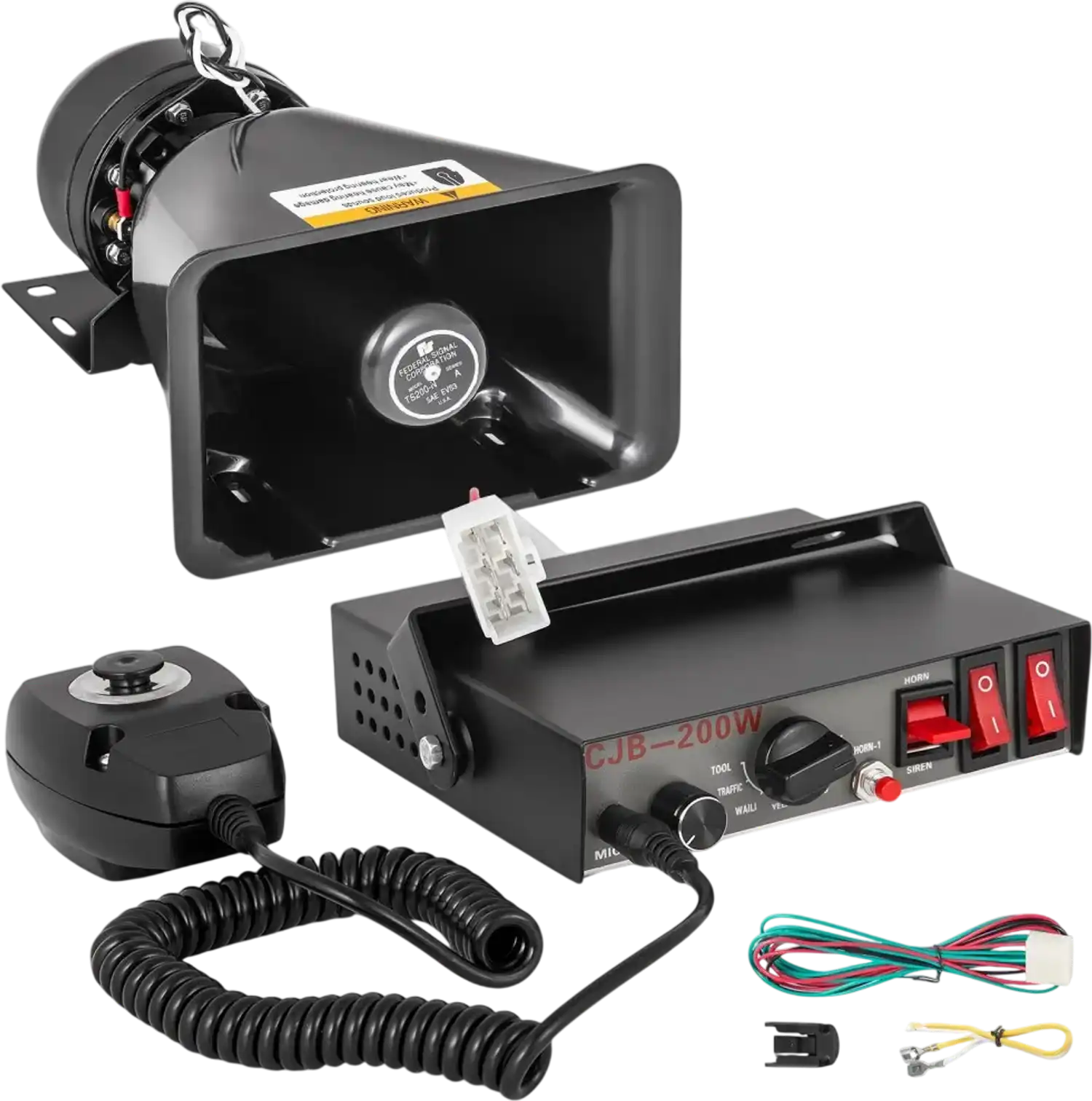 Vevor PA Speaker 200W 7-Sound Car Warning Alarm Fire Horn MIC System New