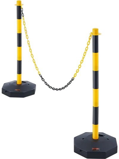 Vevor Traffic Delineator Post Cones Adjustable Safety Barrier with 8' Chain 2-Pack New