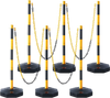 VEVOR Adjustable Traffic Delineator Post Cones, 6 Pack, Traffic Safety Delineator Barrier with Fillable Base 8FT Chain, for Traffic Control Warning Parking Lot Construction Caution Roads, Yellow&Black