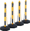 VEVOR Adjustable Traffic Delineator Post Cones, 4 Pack, Traffic Safety Delineator Barrier with Fillable Base 8FT Chain, for Traffic Control Warning Parking Lot Construction Caution Roads, Yellow&Black