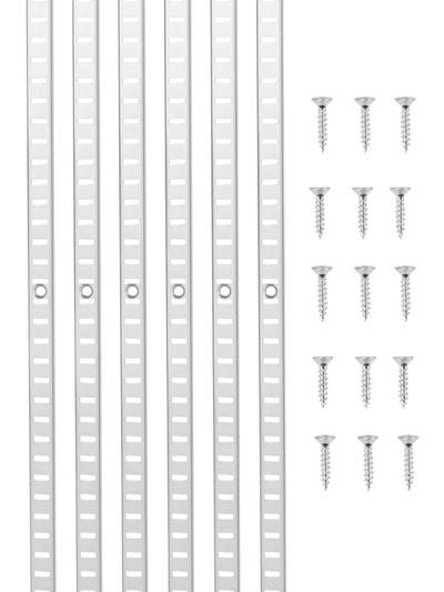 VEVOR Shelf Pilaster, 36.3-inch 6 Pack, Adjustable Shelf Brackets Steel Mortise Mount Pilaster Strip Standards with 24 Screws, Suitable for Wall Shelving System Cabinet Closet Organization