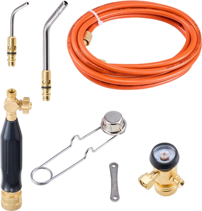 VEVOR Air Acetylene Torch Kit, Acetylene Gas Welding Tool with 149'' Hose, 2 Welding Tips, CGA200 Regulator & Torch Handle, Gas Brazing Welder for Home DIY Industrial Sites (without Gas Cylinder)