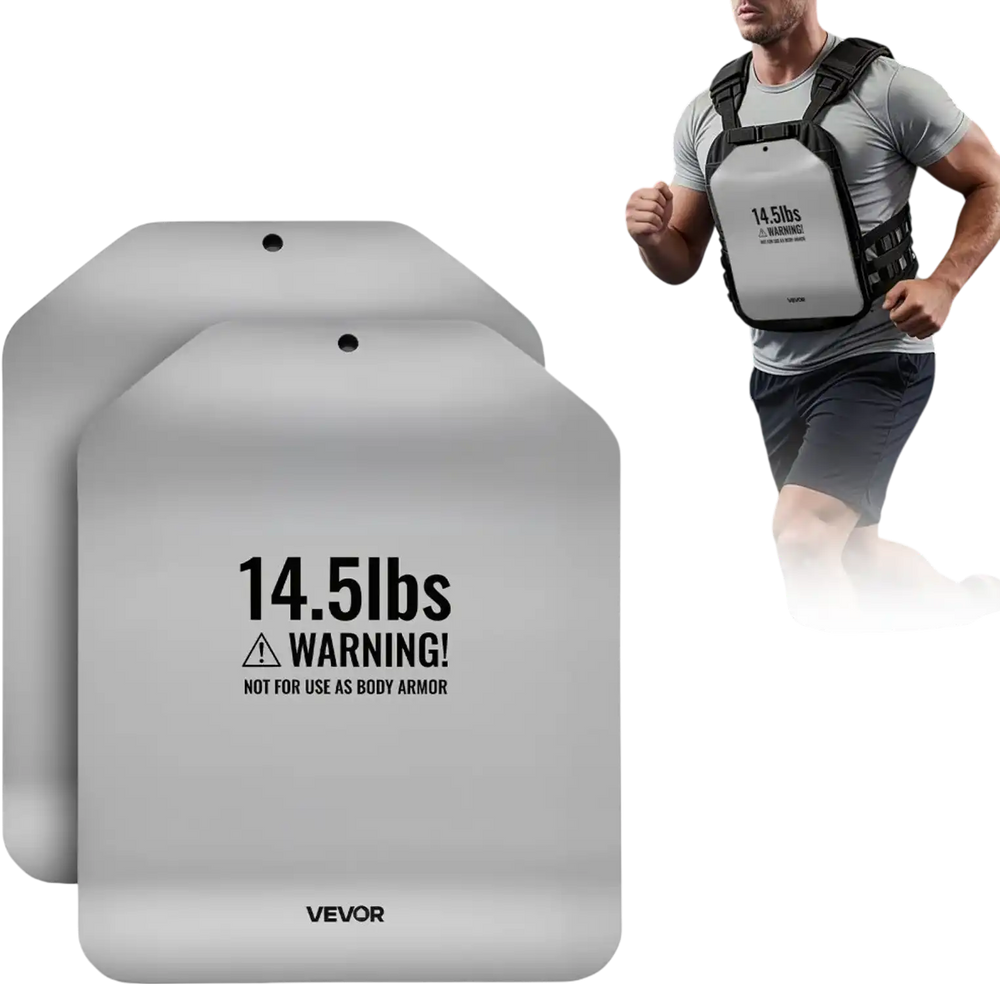 VEVOR Curved Weight Vest Plates, 14.5 LB Pairs, Premium Steel Tactical Weighted Plates for Vest, Ergonomic Design, for Strength Endurance Training, Running, Jogging, Fitness, Heavy Workouts