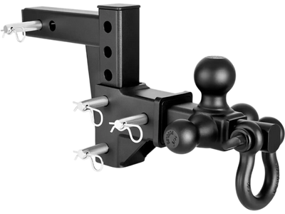 VEVOR Trailer Hitch Tri Ball Mount with D Shackle, Fit 2 Inch Receiver, 1-7/8 Inch, 2 Inch and 2-5/16 Inch Balls, 10000 lbs GTW, 6 Inch Drop, Towing Hitch for RVs, Off-Road Vehicles and Trucks