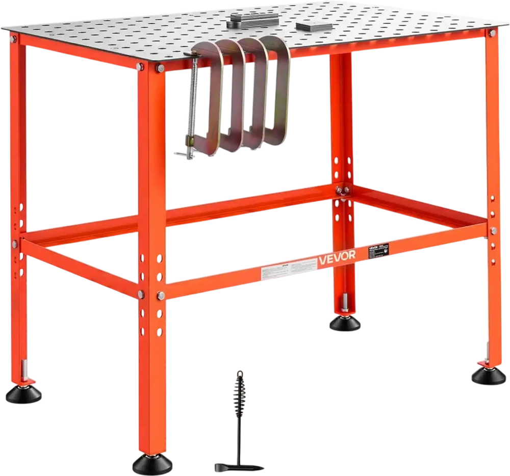 VEVOR Welding Table, 36" x 24" Welding Workbench with 800LBS Weight Capacity, Heavy-Duty Steel Work Table Platform with 0.63" Fixture Holes for Welding, Metal Fabrication, Assembly, Repair Tasks