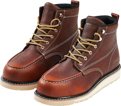 Vevor Work Boots Waterproof Moc Toe Steel Toe Brown Size 9.5 New