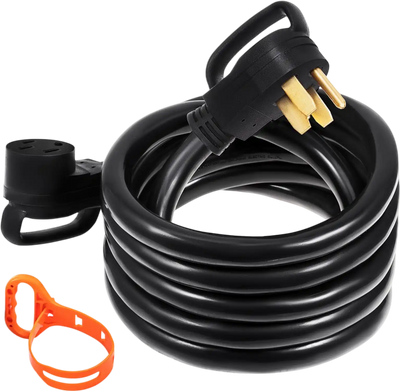 VEVOR 25 FT 50Amp RV Extension Cord NEMA N14-50P to N14-50R, 125 / 250V Heavy Duty STW 6/3+ 8/1 RV Power Cord, for EV Charging and RV Trailer Campers