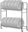 VEVOR Rolling Tire Storage Rack, 2-Shelf Tire Holder and Transport Trailer for Garage, Heavy-Duty Steel Tire Storage Cart with Wheel, Adjustable Height & Protective Cover, Hold up to 12 Standard Tires