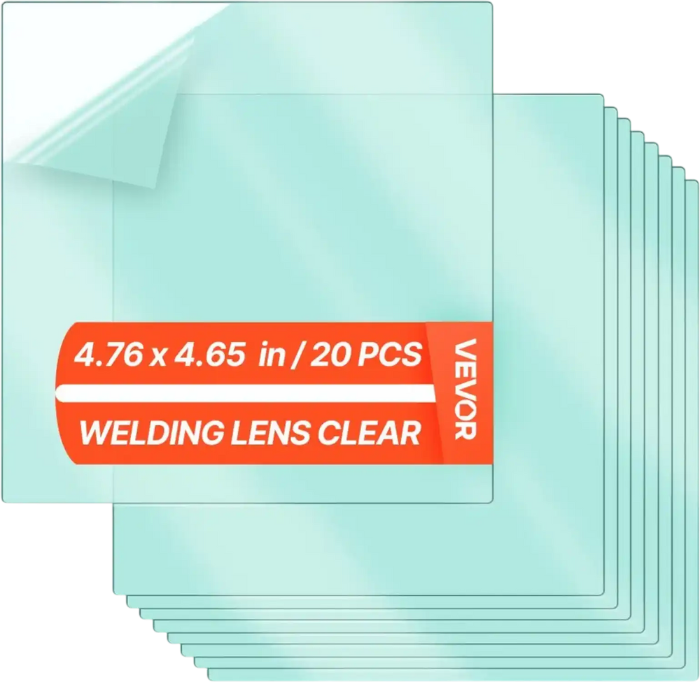 VEVOR Welding Helmet Outer Cover Lens, 20PCS 4.76" x 4.65" Outside Replacement Lens, Filter Protective Clear Covers Compatible with VEVOR CRIUS/METIS Series Auto Darkening Welding Helmets