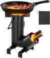 VEVOR Camping Rocket Stove, Wood Burning Portable Rocket Stove with Carrying Bag for Backpacking, Carbon Steel, Burn Wood, Twigs or Sticks for Outdoor Cooking, Backyard, Camp Cooking, Heating, Black