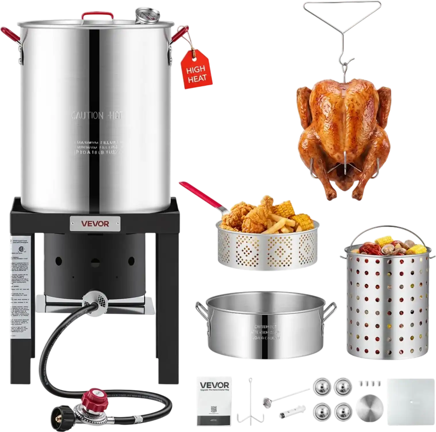 Vevor Outdoor Cooker 30 Qt. Turkey and 10 Qt. Fish Fryer Seafood Deep Boiler New