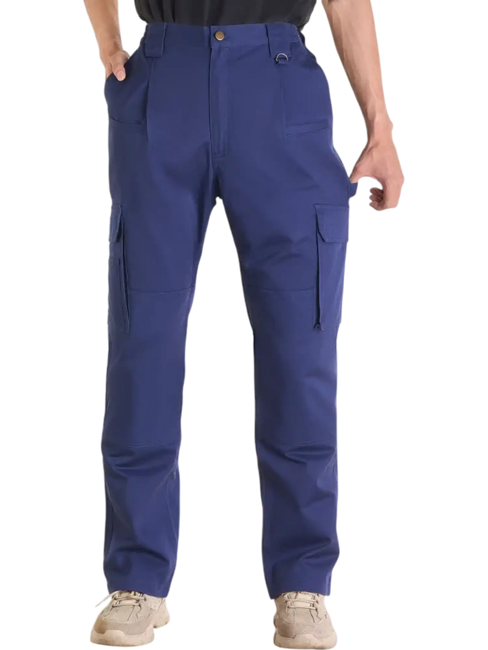 VEVOR FR Pants for Men, 9 oz 100% Cotton, Flame-Resistant Cargo Pants with Multi-Pockets and Elastic Waist, Reinforced Tear-proof Stitching, Ideal for Welding Work and Casual Wear, XL Size, Dark Blue