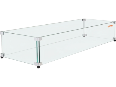 Vevor Fire Pit Wind Guard Rectangular Tempered Glass 44.4