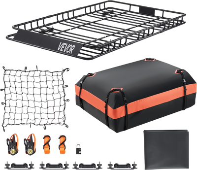 Vevor Roof Rack Basket 64 x 39 in. with Cargo Bag Net Ratchet Straps New
