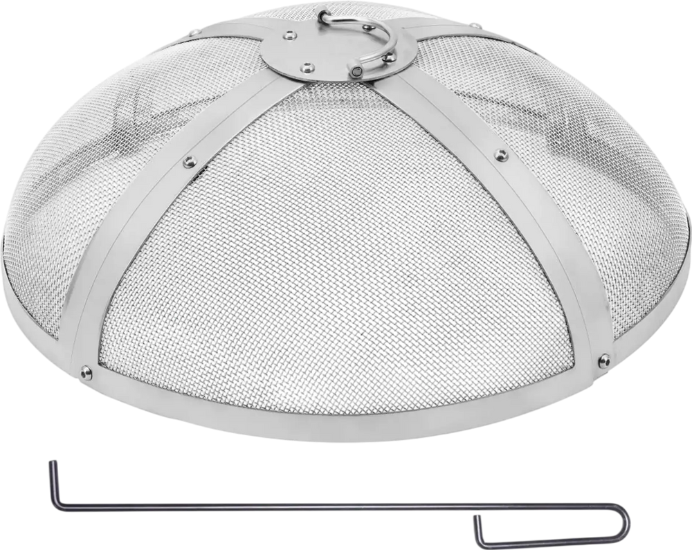 VEVOR Fire Pit Spark Screen Round 20", Reinforced Heavy Duty Steel Metal Cover, Outdoor Firepit Lid, Easy-Opening Top Screen Covers Round with Ring Handle for Outdoor Patio Fire Pits Backyard