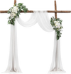 VEVOR Artificial Wedding Arch Flowers Kit, White Wedding Arch Flowers with Drapes Kit (Pack of 3) - 2 Pcs Floral Arrangement, 1 Pcs Sheer Drapes, for Ceremony Bouquets Reception Backdrop Decoration