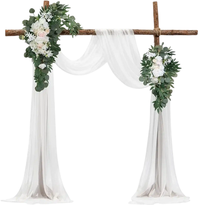 Vevor Artificial Wedding Arch Flowers Kit White Sheer Drapes Pack of 4 New