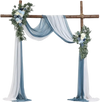 VEVOR Artificial Wedding Arch Flowers Kit, Blue Wedding Arch Flowers with Drapes Kit (Pack of 4) - 2 Pcs Floral Arrangement, 2 Pcs Sheer Drapes, for Ceremony Bouquets Reception Backdrop Decoration