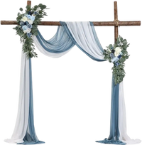 VEVOR Artificial Wedding Arch Flowers Kit, Blue Wedding Arch Flowers with Drapes Kit (Pack of 4) - 2 Pcs Floral Arrangement, 2 Pcs Sheer Drapes, for Ceremony Bouquets Reception Backdrop Decoration
