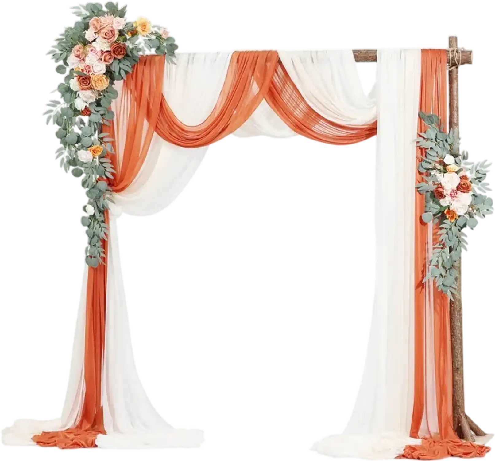 Vevor Wedding Arch Flowers Kit Orange Sheer Drapes Floral Backdrop Decoration New