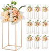 VEVOR Wedding Flower Stand, 10PCS 15.75-inch Column Flower Stand, Floral Stands with Acrylic Laminate, Gold Rectangular Floral Display Rack for Wedding, Party, Birthday, Home,  Gold Centerpiece Stands