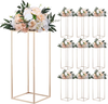 VEVOR Wedding Flower Stand, 10PCS 23.62-inch Column Flower Stand, Floral Stands with Metal Laminate, Rectangular Floral Display Rack for Wedding, Party, Birthday, Home, French Gold Stands