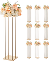 VEVOR Wedding Flower Stand, 10PCS 31.5-inch Column Flower Stand, Floral Stands with Metal Laminate, Cylindrical Cubic Floral Display Rack for Wedding, Party, Birthday, Home, French Gold Stands