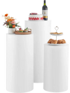 VEVOR Wedding Flower Stand, 3PCS 23.62/29.53/35.43 inch Round Cylinder Plinth, White Pedestal Stand with PVC Lid, Cylindrical Pedestal Stands for Wedding, Party, Birthday, Art Decor, 33.07 lbs Load
