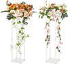 VEVOR 2PCS 31.5inch High Wedding Flower Stand, With Acrylic Laminate,Acrylic Vase Column Geometric Centerpiece Stands, Floral Display Rack for T-Stage Events Reception, Party Decoration Home