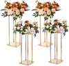 VEVOR 4PCS Gold Metal Column Wedding Flower Stand, 31.5inch High With Metal Laminate, Vase Geometric Centerpiece Stands, Cylindrical Floral Display Rack for Events Reception, Party Road Leads