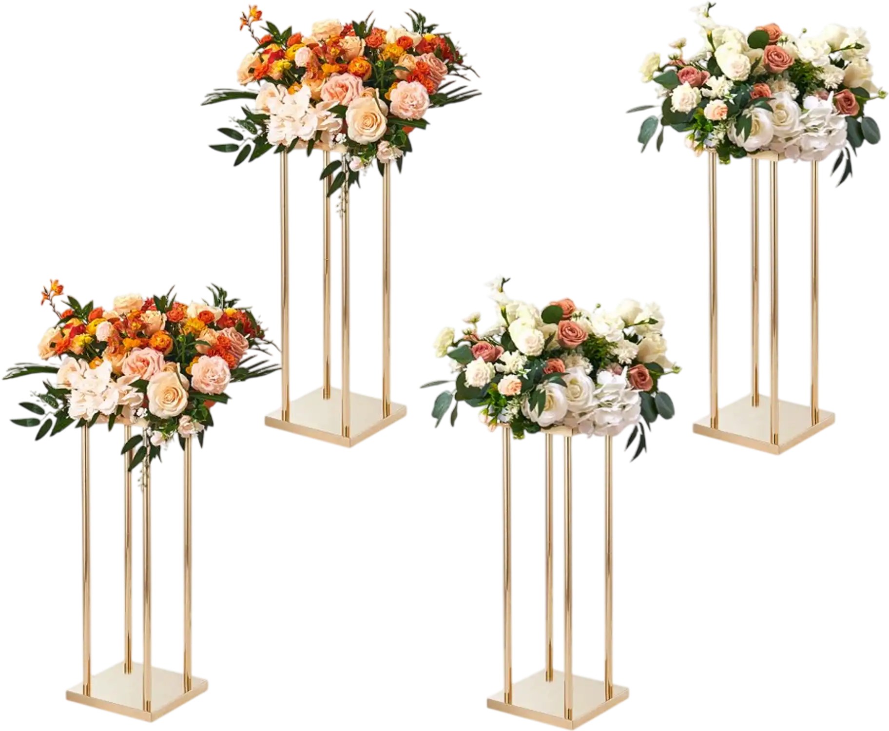 Vevor Wedding Flower Stand 4-Piece Gold Metal Column Centerpiece Display Rack 23.6