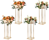 VEVOR 4PCS Gold Metal Column Wedding Flower Stand, 23.6inch High With Metal Laminate, Vase Geometric Centerpiece Stands, Cylindrical Floral Display Rack for Events Reception, Party Road Leads