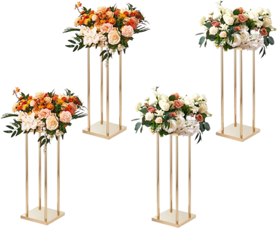 Vevor Wedding Flower Stand 4-Piece Gold Metal Column Centerpiece Display Rack 23.6