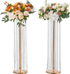 VEVOR 2PCS 35.43inch /90cm Tall Crystal Wedding Flowers Stand, Luxurious Centerpieces Flower Vases Crystal Gold Vase Metal, Perfect for T-stage Wedding Party Ceremony Dinner Event Hotel Home Decor
