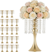 VEVOR 20 PCS Wedding Flower Vase, 13.4 in Tall Flower Table Centerpieces, Crystal Banquet Vases Easy Installation, Electroplated Finish, Versatile Arrangement Stand for Party Events Home Decor, Gold